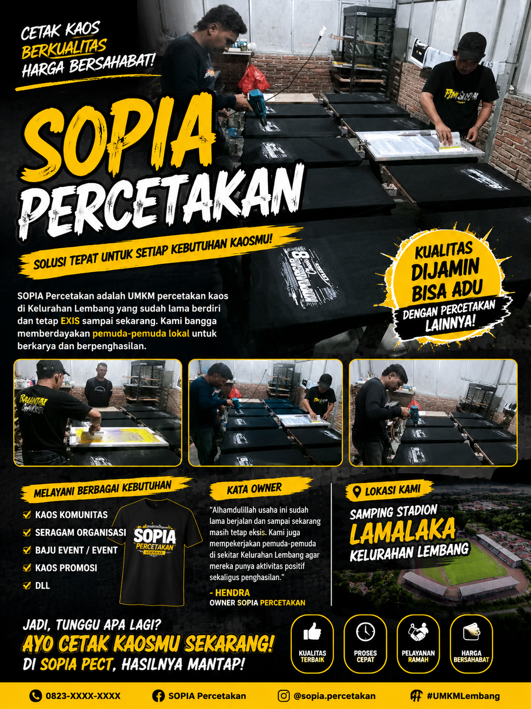 🧵 “KEREN! UMKM SOPIA PERCETAKAN LEMBANG MAKIN EKSIS — CETAK KAOS BERKUALITAS, BERDAYAKAN PEMUDA LOKAL!”
